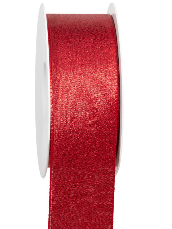 Metallic-Glitzer Taftband, rot, 40 mm breit, 25 m Rolle - weihnachtsbaender, geschenkband-weihnachten-einfarbig, geschenkband-weihnachten