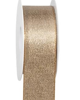Metallic-Glitzer Taftband, altgold, 40 mm breit, 25 m Rolle