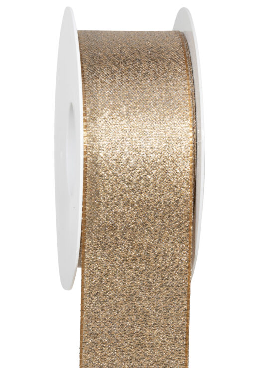 Metallic-Glitzer Taftband, altgold, 40 mm breit, 25 m Rolle - geschenkband-weihnachten-einfarbig, geschenkband-weihnachten, weihnachtsbaender