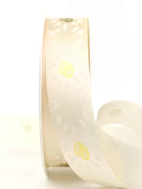 Dekoband Eheringe, gold, 25 mm breit - hochzeit, geschenkband, geschenkband-fuer-anlaesse, anlasse
