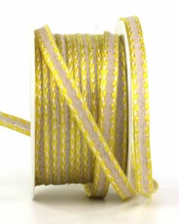 Farbiges Naturleinenband, gelb, 7 mm breit, 20 m Rolle