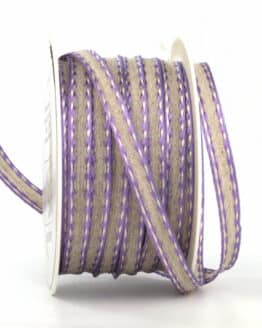 Farbiges Naturleinenband, flieder, 7 mm breit, 20 m Rolle