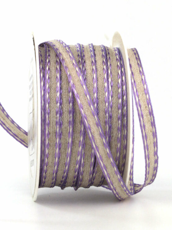 Farbiges Naturleinenband, flieder, 7 mm breit, 20 m Rolle - geschenkband, geschenkband-einfarbig, dekoband