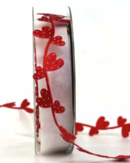 Herz-Girlande, rot, 25 mm breit, 10 m Rolle