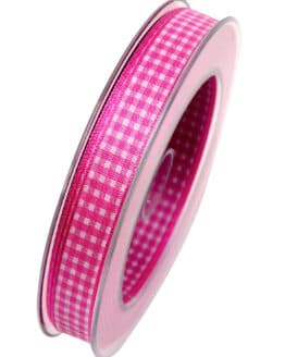 Karoband ohne Drahtkante, pink, 15 mm breit, 20 m Rolle
