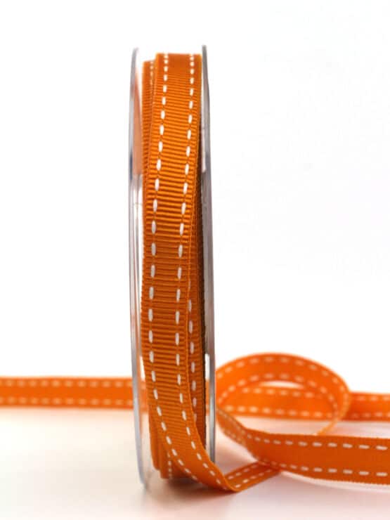 Stichband, orange, 10 mm breit - geschenkband, geschenkband-gemustert, ripsband