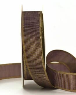 Metallic Ripsband, lila/gold, 25 mm breit, 25 m Rolle
