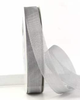 Metallic Organzaband, silber, 15 mm breit, 25 m Rolle
