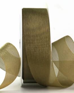 Metallic Organzaband, olivgrün, 30 mm breit, 25 m Rolle