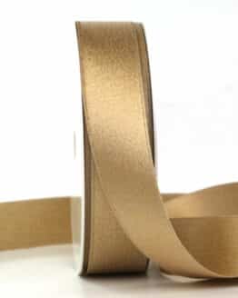 Schimmerndes Satinband creme-gold, 25 mm breit, 25 m Rolle