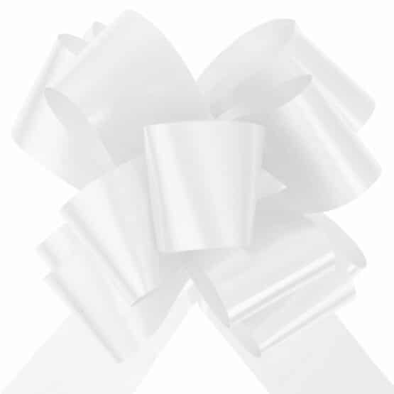 Ziehschleife (Automatikschleife), 50 mm, weiß, 10 Stück - geschenkverpackung, hochzeit, hochzeitsdeko, fertigschleifen, ziehschleifen