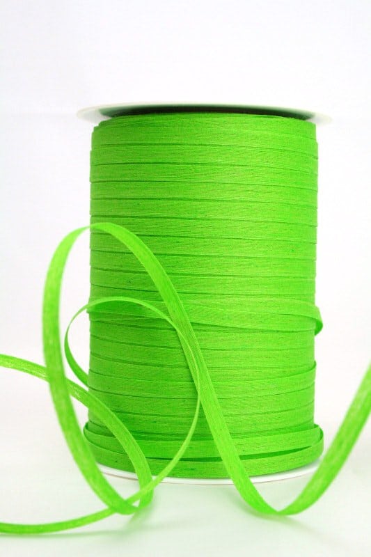 Baumwoll-Kräuselband hellgrün, 5 mm - raffia, polyband, kompostierbare-geschenkbaender, biologisch-abbaubar, bastband, ballonbaender