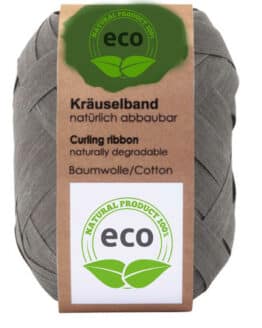 Baumwoll-Ringelband, grau, 10 mm breit, ECO - ballonbaender, polyband, kompostierbare-geschenkbaender, eco-baender, geschenkband, biologisch-abbaubar, geschenkband-einfarbig