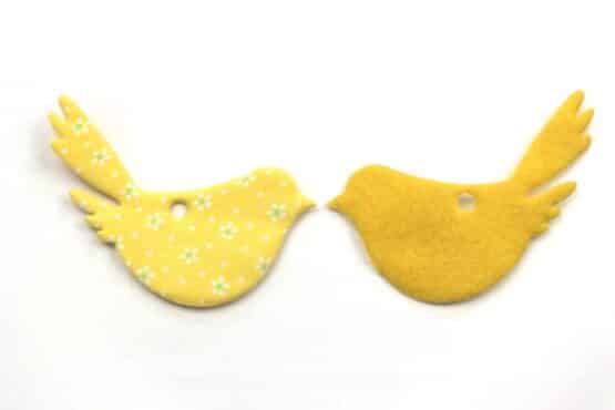 Dekovogel, gelb, 70 mm, 20 Stück - accessoires, geschenkanhaenger