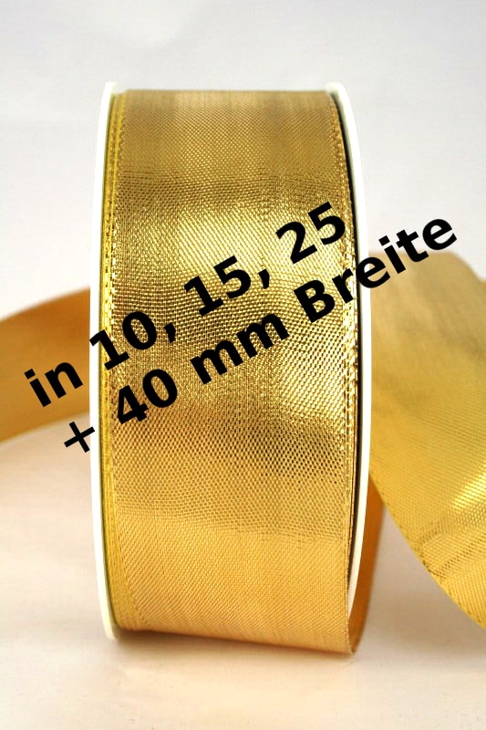 Lamé - Dekoband gold in 10, 15, 25 und 40 mm, ohne Drahtkante - geschenkband-weihnachten-dauersortiment, weihnachtsband, geschenkband-weihnachten, weihnachtsband-2, weihnachtsbaender