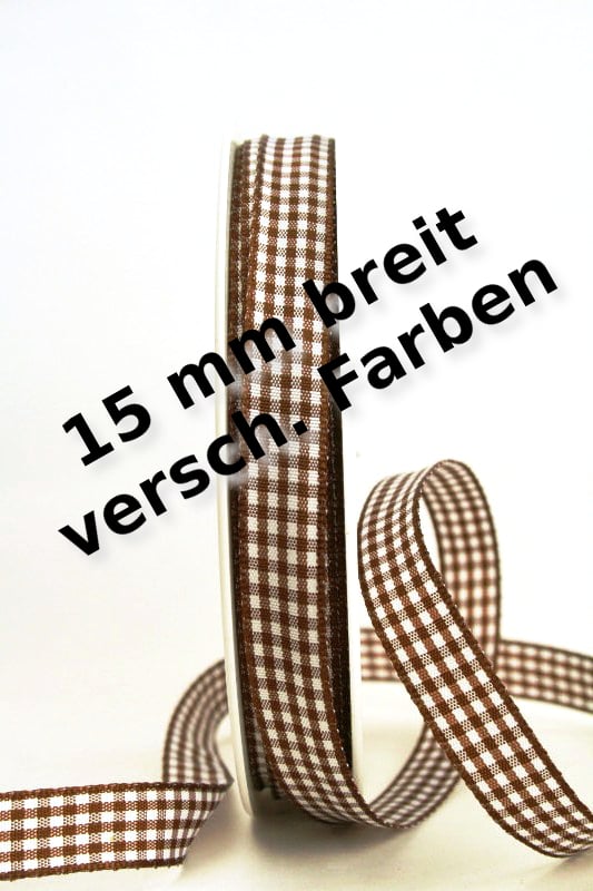 Vichy-Karo-Band, 15 mm breit, 50 m Rolle - karoband-2, geschenkband-kariert, karoband