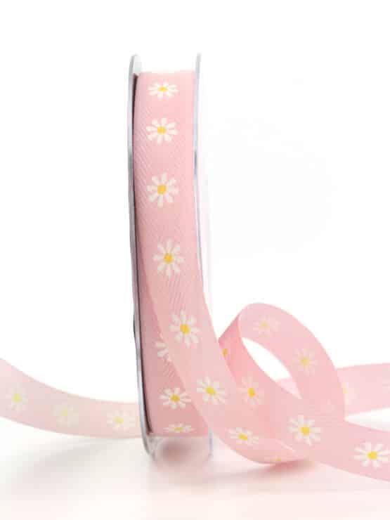 Dekoband Blümchen, rosa, 15 mm breit - geschenkband, geschenkband-gemustert