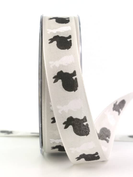 Dekoband Osterhasen, schwarz-weiß, 25 mm breit - geschenkband, geschenkband-fuer-anlaesse, ostern, anlasse