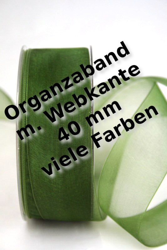 Organzaband 40 mm breit, mit Webkante - webkante, organzaband-einfarbig, organzaband
