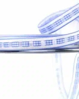 Dekoband Rips-/Satin, blau-weiß, 15 mm breit - geschenkband-gemustert, dekoband