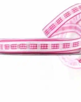 Dekoband Rips-/Satin, pink-weiß, 15 mm breit - ripsband, geschenkband-gemustert, dekoband