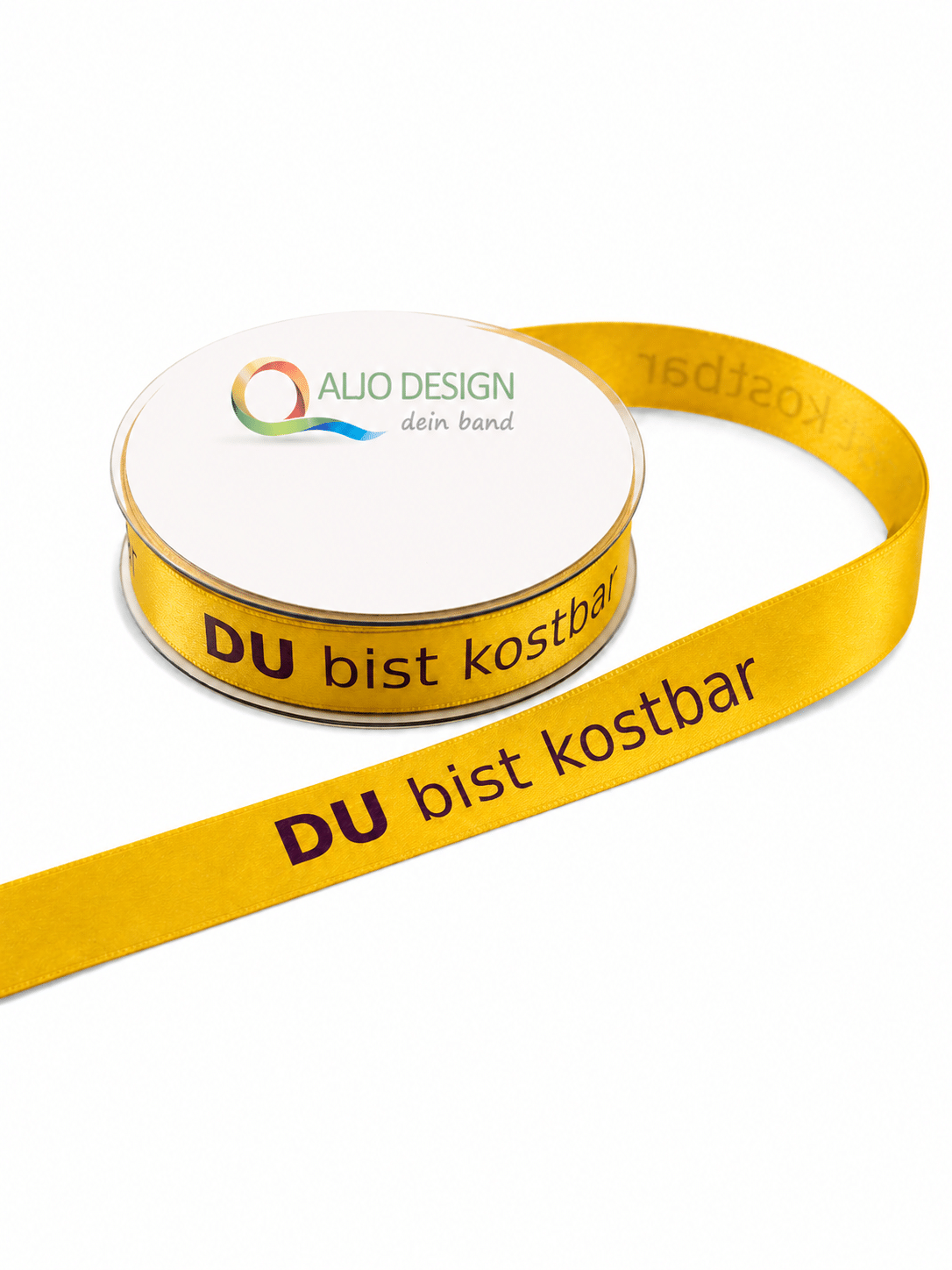 Du bist kostbar Satinband gelb 25mm breit 25 m Länge freigestellt-2