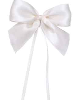 Schleife mit Bindeband, Satinband aus recyceltem PET 25mm breit, weiß