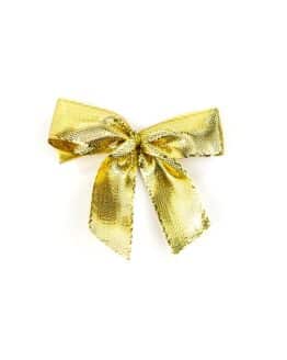 Fertigschleife aus 15 mm Lurexband, gold, mit Clip - geschenkverpackung, fertigschleifen
