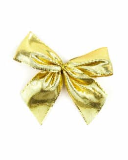 Fertigschleife aus 25 mm Lurexband, gold, mit Clip - geschenkverpackung, fertigschleifen