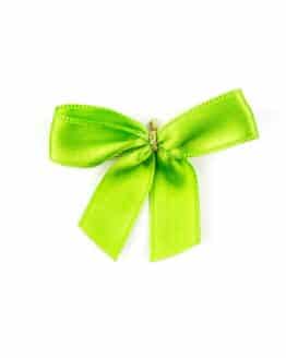 Fertigschleife aus 15 mm Satinband, grün, mit Clip - geschenkverpackung, fertigschleifen