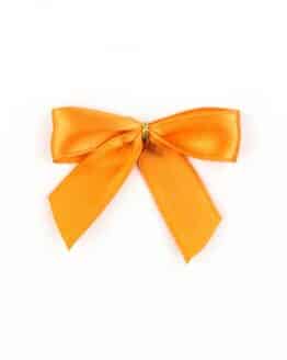 Fertigschleife aus 15 mm Satinband, orange, mit Klebepunkt - fertigschleifen, geschenkverpackung