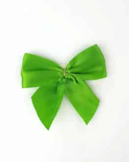 Fertigschleife aus 40 mm Satinband, grün, mit Clip - geschenkverpackung, fertigschleifen