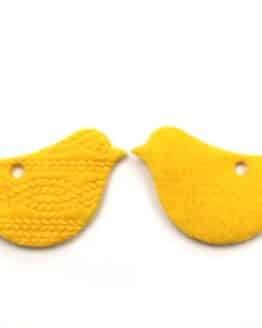 Filz-Dekovogel, gelb, 70 mm, 20 Stück - geschenkanhaenger, accessoires