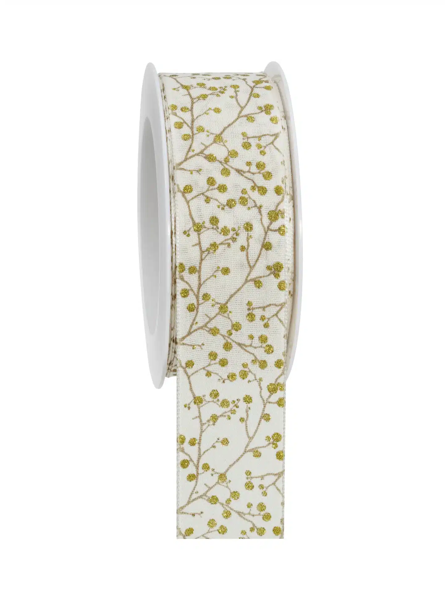 Geschenkband Beeren m.fs.K. - creme-gold - 40mm - 15m - 805904002115