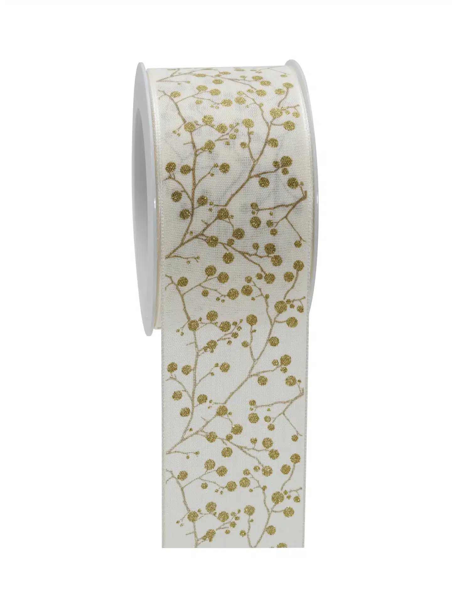 Geschenkband Beeren m.fs.K. - creme-gold - 60mm - 15m - 805906002115