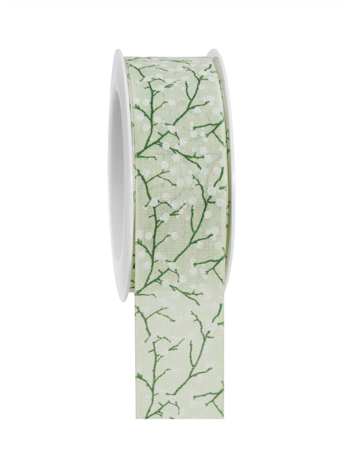 Geschenkband Beeren m.fs.K. - lindgruen-weiss - 40mm - 15m - 805904054315