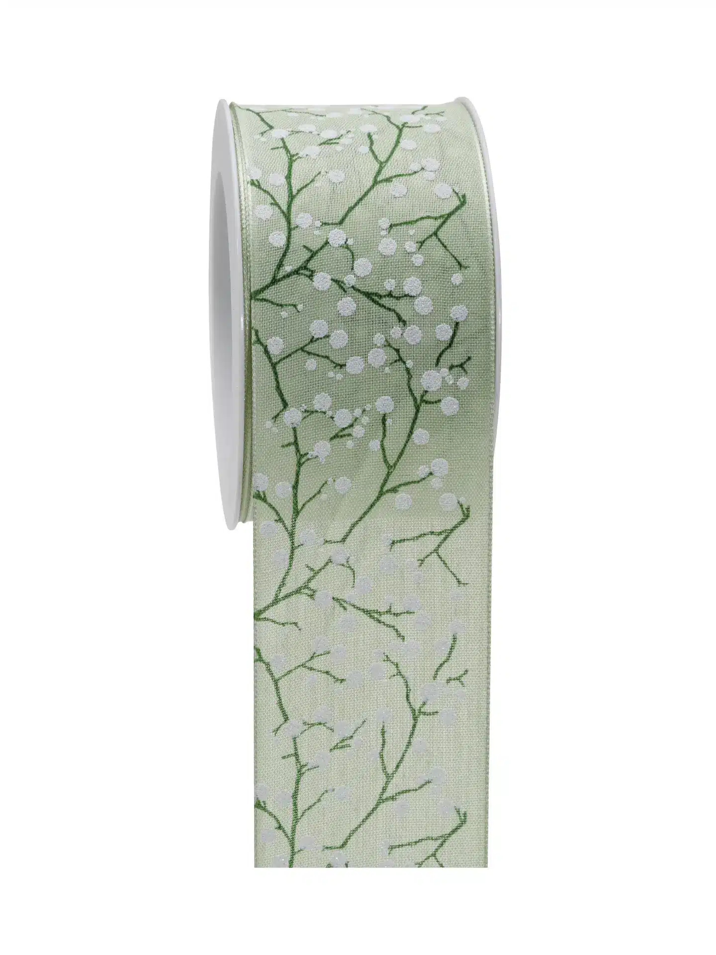 Geschenkband Beeren m.fs.K. - lindgruen-weiss - 60mm - 15m - 805906054315