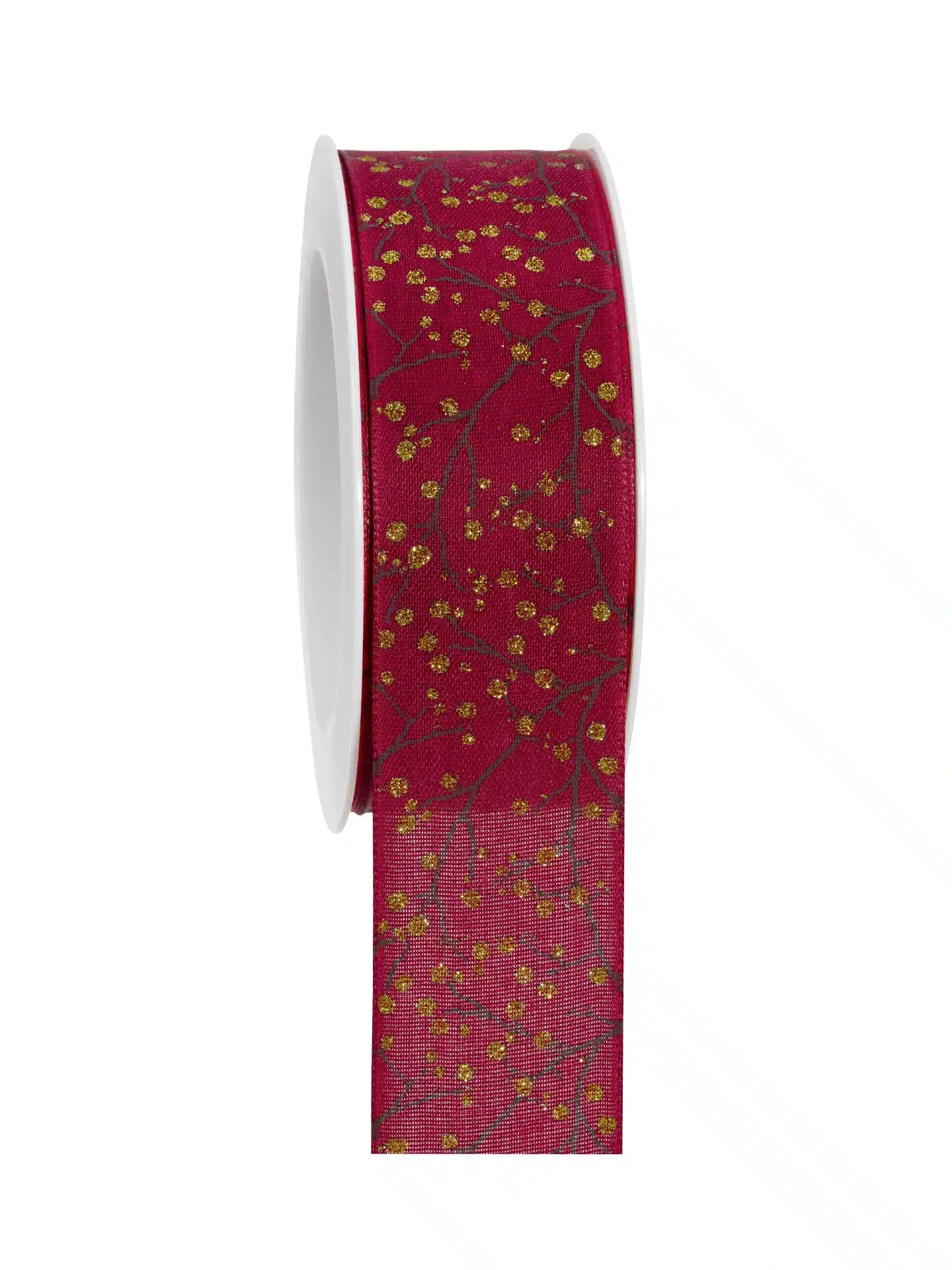 Geschenkband Beeren m.fs.K. - rot-gold - 40mm - 15m - 805904002015