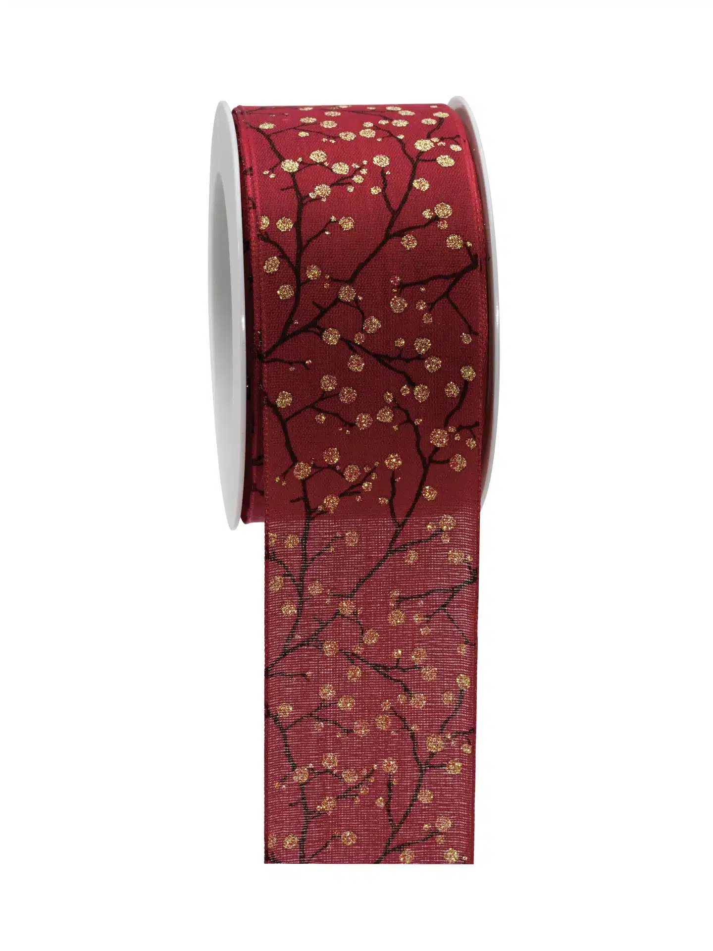 Geschenkband Beeren m.fs.K. - rot-gold - 60mm - 15m - 805906002015