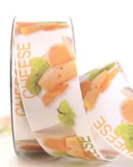 Geschenkband Käse / Cheese, 40 mm - geschenkband-gemustert, geschenkband-fuer-anlaesse, essen-trinken, anlasse