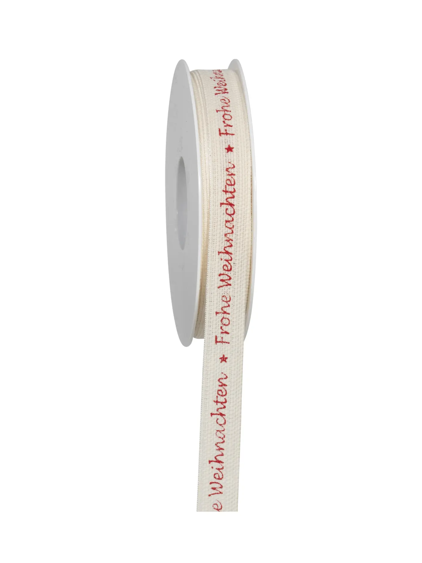 Geschenkband Frohe Weihnachten creme-rot 896271502020 Geschenkband Frohe Weihnachten creme-rot 896271502020