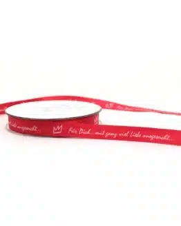 Geschenkband Für Dich, rot, 15 mm breit - hochzeit, valentinstag, geschenkband-fuer-anlaesse, gluck, muttertag, anlasse, satinband