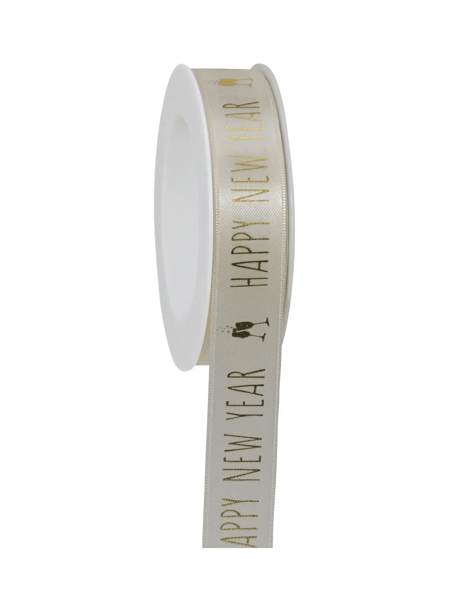 Geschenkband New Year's Eve - creme-gold - 25mm - 18m - 881802502118