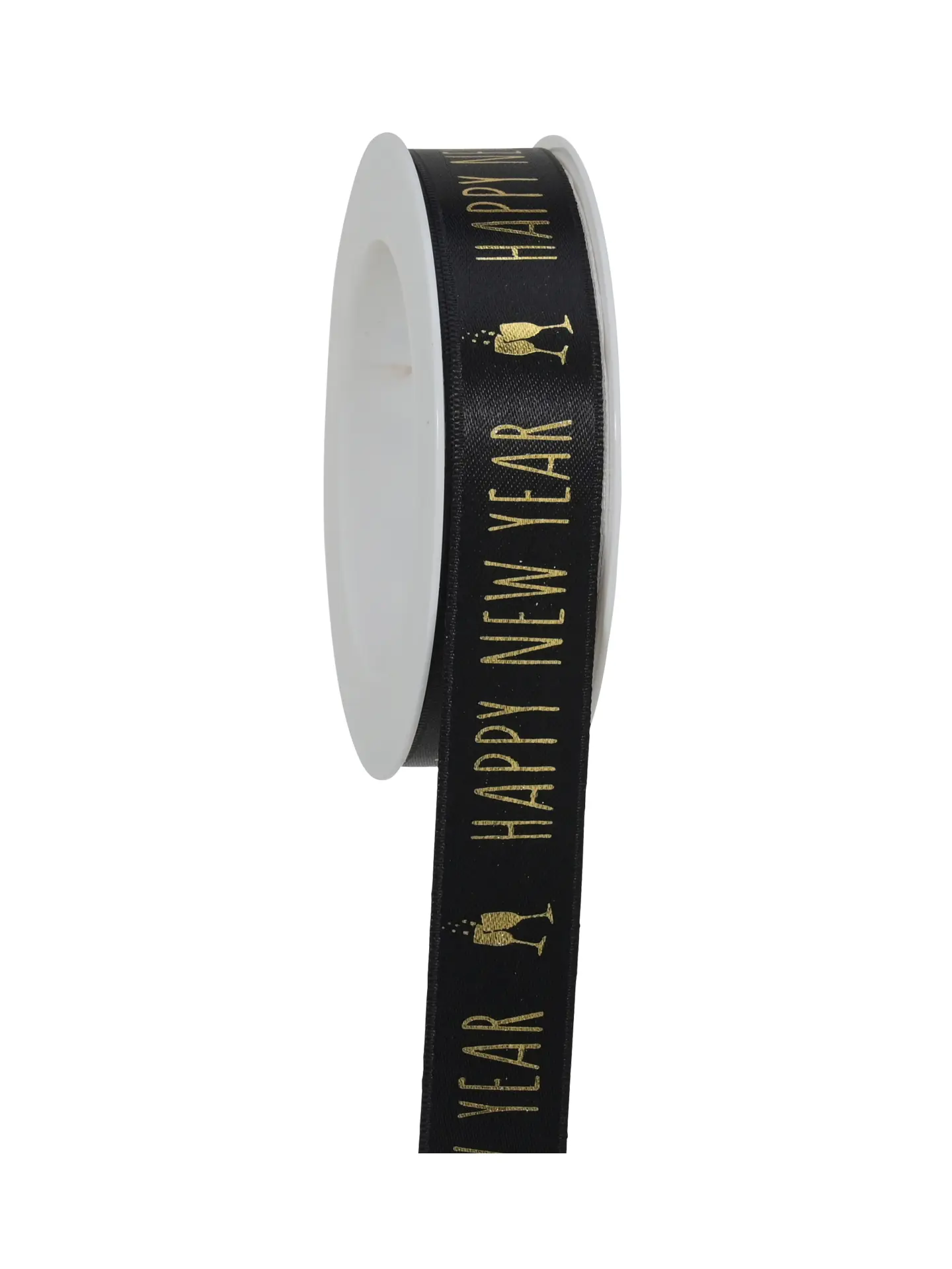 Geschenkband New Year's Eve - schwarz-gold - 25mm - 18m - 881802509018