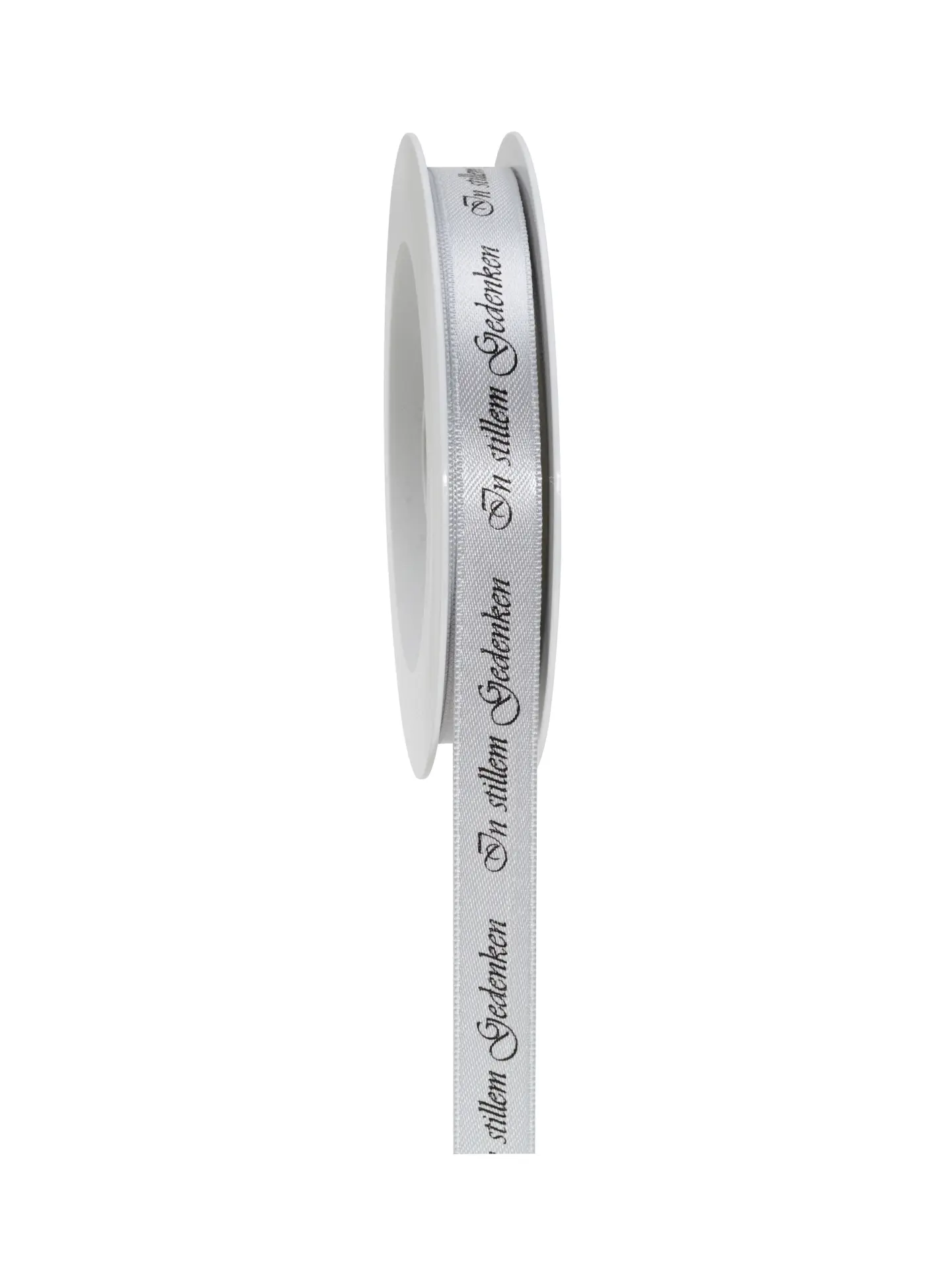 Geschenkband Stiller Abschied - silber-schwarz - 15mm - 18m - 892701500518