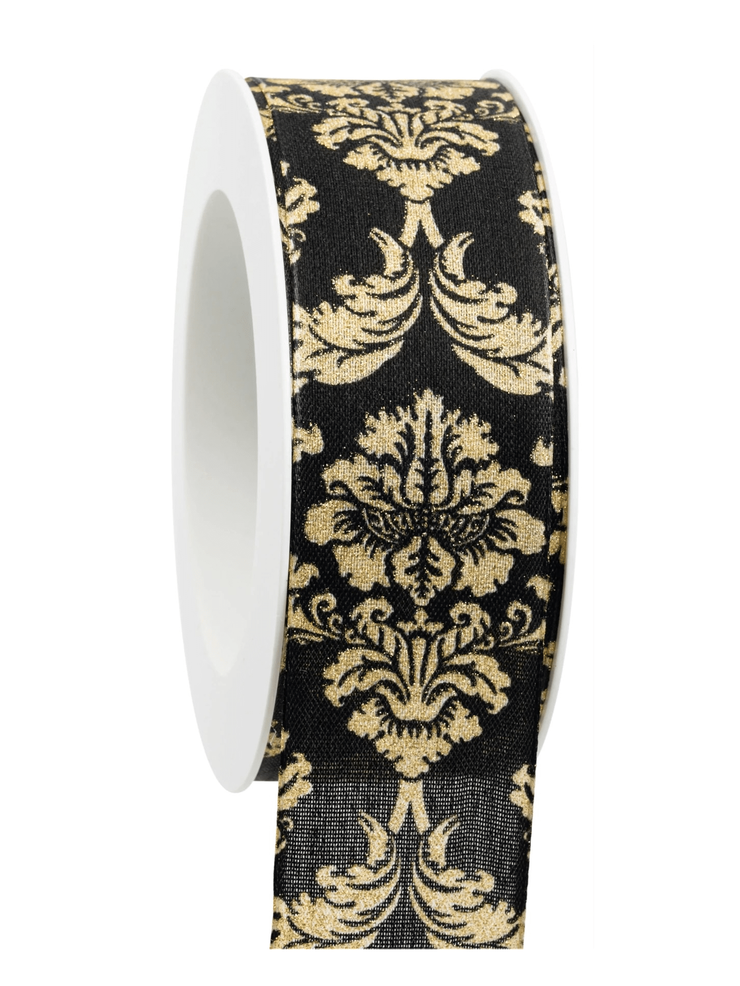 Geschenkband Weihnachten Ornament schwarz-gold 40mm - 854704009018 Geschenkband Weihnachten Ornament schwarz-gold 40mm - 854704009018
