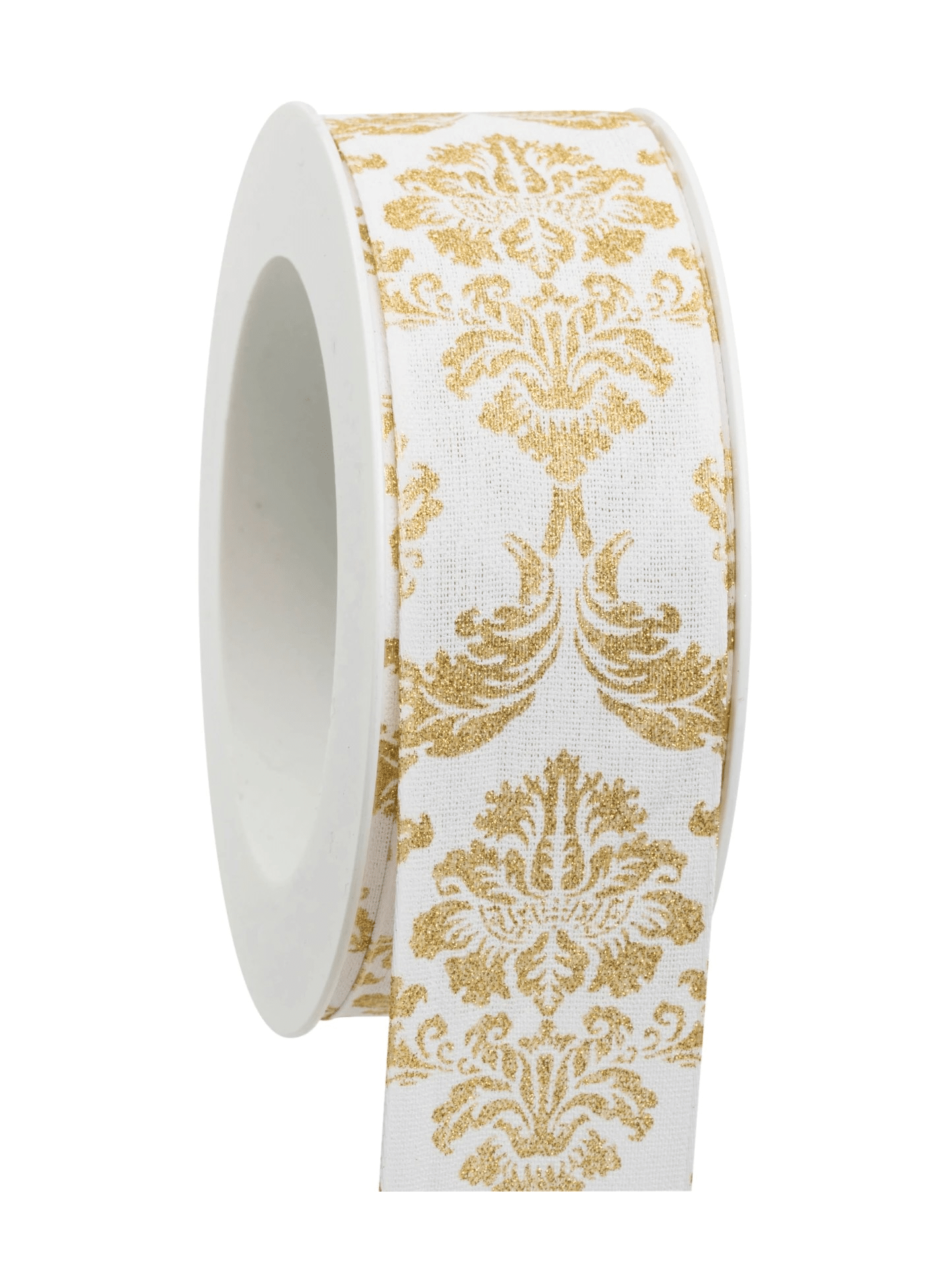 Geschenkband Weihnachten Ornament weiss-gold 40mm - 854704001518 Geschenkband Weihnachten Ornament weiss-gold 40mm - 854704001518