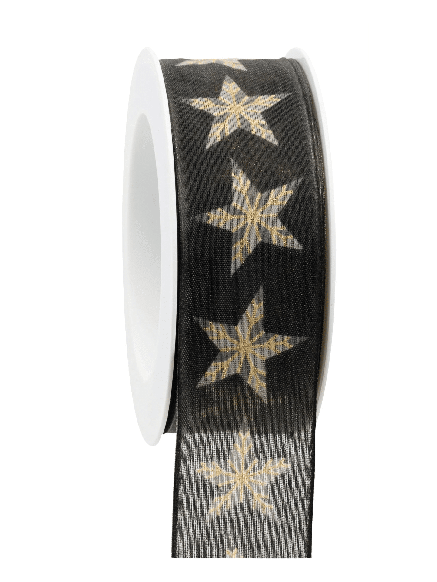 Geschenkband Weihnachten Stern Ornament schwarz-gold 40mm - 862304009015 Geschenkband Weihnachten Stern Ornament schwarz-gold 40mm - 862304009015