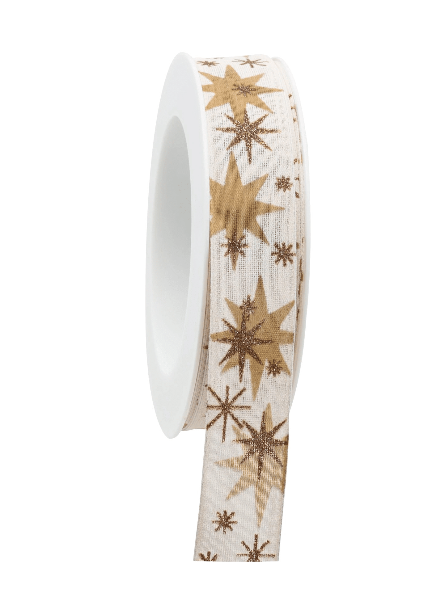 Geschenkband Weihnachten Sterne creme-gold 25mm - 862902507118 Geschenkband Weihnachten Sterne creme-gold 25mm - 862902507118
