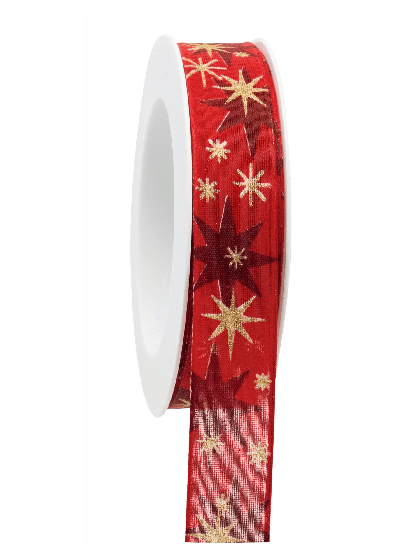 Geschenkband Weihnachten Sterne rot-gold 25mm - 862902502618 Geschenkband Weihnachten Sterne rot-gold 25mm - 862902502618
